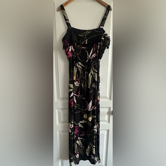 le chateau Dresses & Skirts - Le Chateau Black, Purple, Green and Pink Floral Ankle Length Maxi Dress, size M